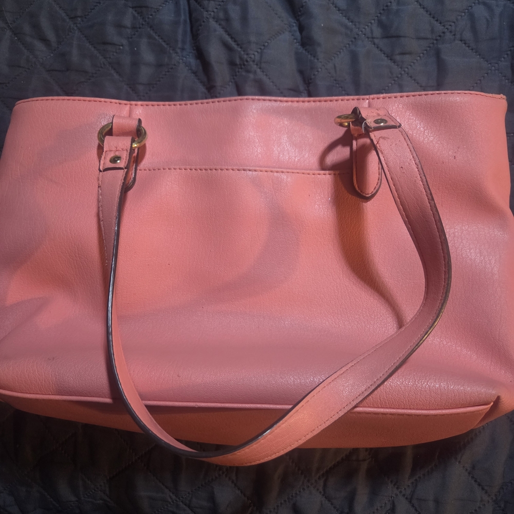 Elegant Pink Leather Tote Bag